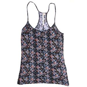 RACHEL Rachel Roy tank top women size S print black blue tan spaghetti strap